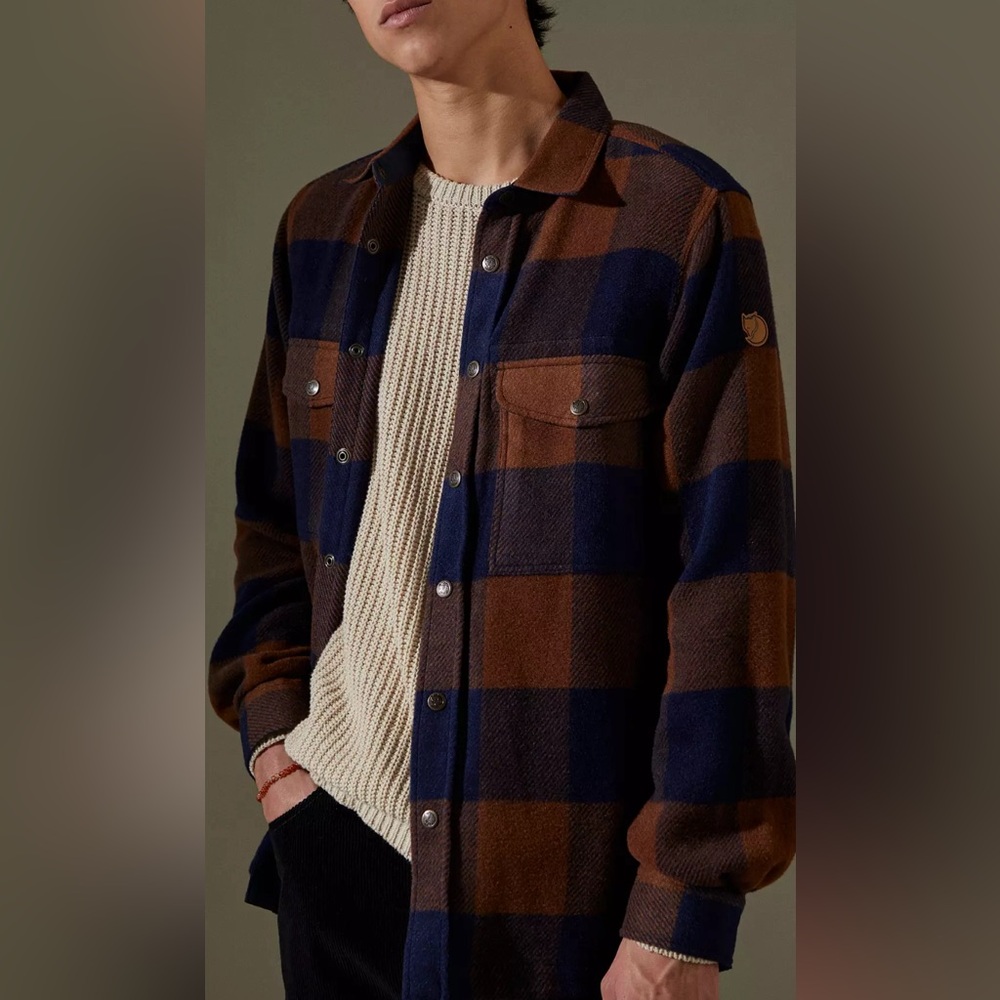 Fjallraven Mens Canada Wool Blend Plaid Flannel Snap Down Shirt Size 3XL